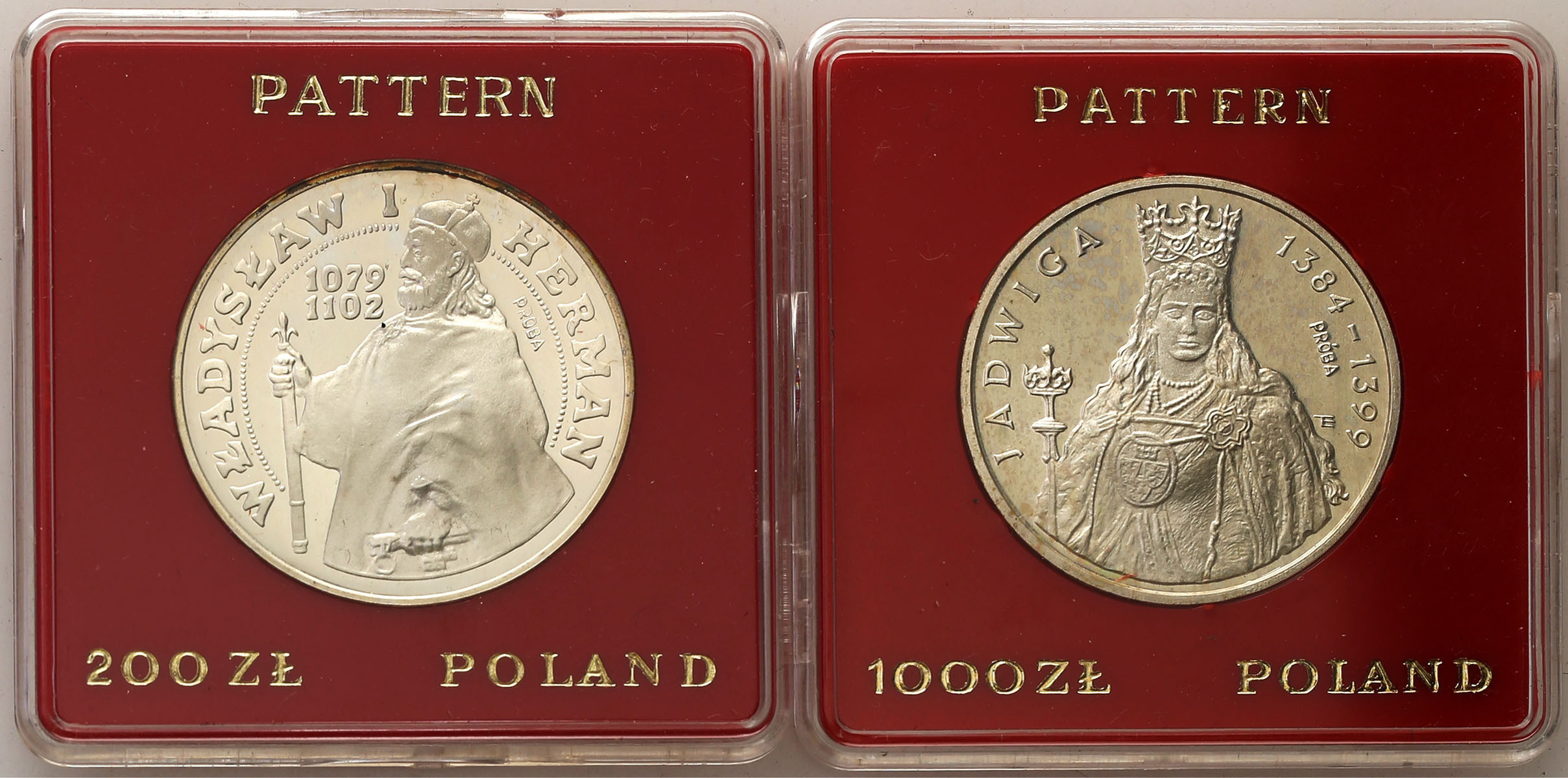 PRL. PRÓBA srebro 200 i 1.000 złotych 1981, 1988, zestaw 2 monet